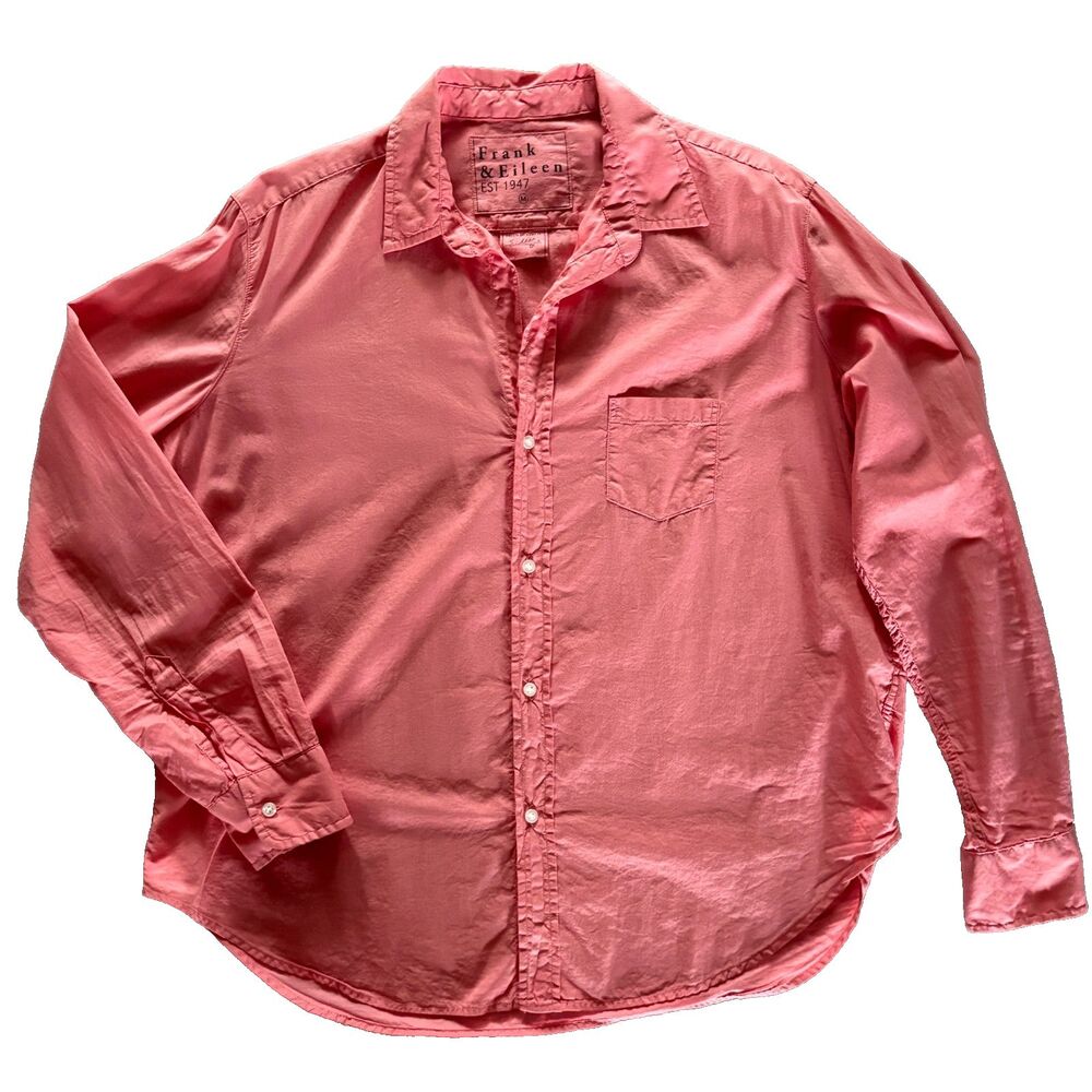 Frank & Eileen "Eileen" Shirt Womens M Coral Cotton Relaxed Button Down Preppy